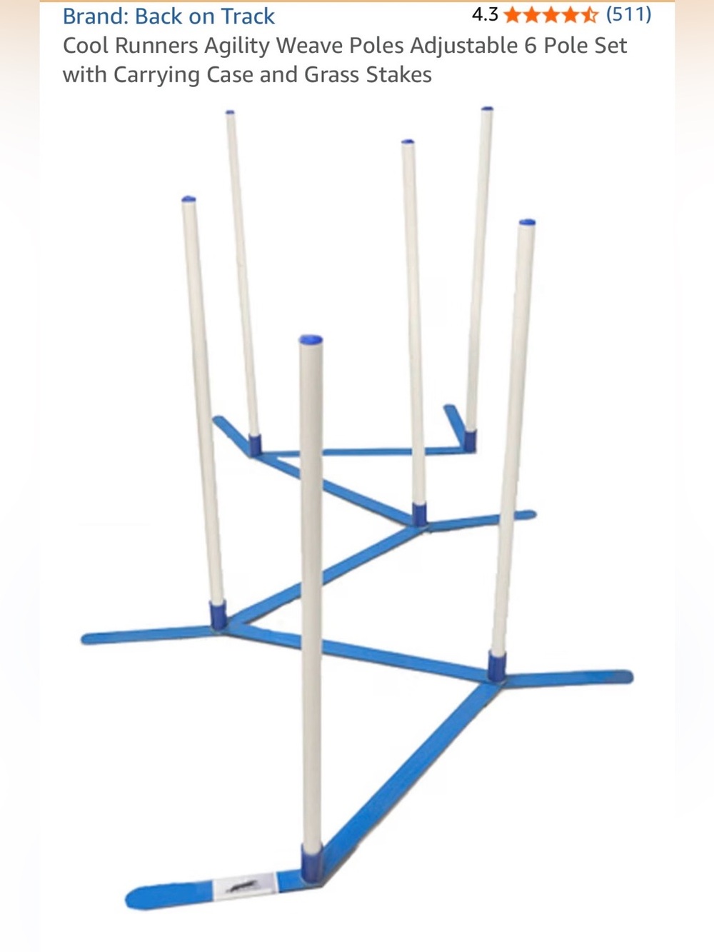 Agility Weave Poles Adjustable 6 Pole Set with Carrying Case